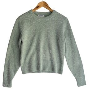 Old Navy Fuzzy Sparkly Sweater Knit Crew Neck Green Glam Small Comfy Holiday NWT